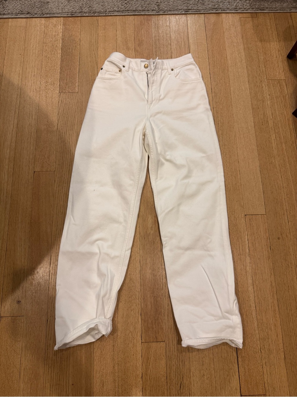 Golden Goose White Denim Jeans with Star Stud Details